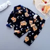 Bebê menino menina outono e inverno serviço de casa terno bebê menino menina animal dos desenhos animados bonito cardigan flanela pijama quente de duas peças