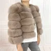 本物の毛皮コート女性の冬温かい自然高品質LAN高級ファッション50cmショートジャケット卸売211220