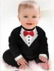 1 set nieuwe pasgeboren jongen baby formele pak smoking broek jumpsuit gentleman kleding voor baby baby jumpsuits kleding