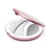 Lumière LED Mini miroir de maquillage Compact poche visage lèvre miroir cosmétique voyage miroir d'éclairage portable 1X 5X grossissant pliable Y203087