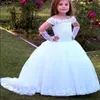 Robes de fille blanche fleur fille tulle robe de princesse sans manches sur mesure robes de reconstitution historique dentelle moelleuse pour les filles communion