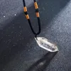 Pingente colares moda natural claro quartzo cristal pêndulo colar chakra cura colares homens largos mujer Whole1227g