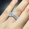 Lyxsmycken Brand New 925 Sterling Silver Princess Cut White Topaz Cz Diamond Ring Eternity Women Wedding Engagement Band6098918