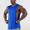 Helt ny vanlig tank topp män gym stränger ärmlös skjorta öppna sidor tomma fitnesskläder bomullssportkläder muskel väst y2010156417832