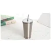 500ml Stainless Steel Vacuum Insulated Tumbler Bottle Travel With Straw And Lid Water Mug Glass Outdoors Car - Silver Rose Steel T234d