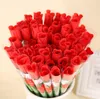 Simulatie rose bloem enkele rode rozen cartoon beer met een hartvormige sticker Valentijnsdag cadeau bruiloft benodigdheden SN5051
