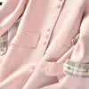 Shuchan 핑크색 양모 혼합 코트 여성 조정 가능한 허리 싱글 브레스트 넓은 넓은 사무실 레이디 코트 및 재킷 여성 201216
