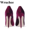 chaussures habillées chaussures à talons hauts femme bouts pointus velours vin rouge grande taille 42 talons fins 12cm