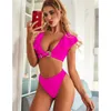 Новый сексуальный лотос Leaf v Neck Sheam Swimsuit High Taiz