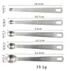 5 Paslanmaz Çelik Yuvarlak Mini Set Sıvı ve Kuru Malzemeler Ölçmek İçin Ölçüm Kaşıkları WB3226