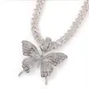 Stonefans Luxury Cuban Link Chain Choker Necklace butterflyペンダント女性用ヒップホップラインストーンネックレスジュエリーY2009187960832