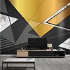 Papier peint Photo personnalisé pour murs 3D, motif géométrique moderne noir et or, fond de télévision, décoration murale de salon, Art