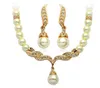 Заявление ожерелье для ювелирных изделий венчания Cream Pearl Rhinestone Кристалл ожерелье серьги комплект ювелирных изделий Bridesmaid