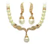 Verklaring Ketting voor Bruiloft Cream Pearl Rhinestone Crystal Mode Sieraden Ketting Oorbel Bruidsmeisjes Sieraden Set