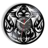 Alpha Männchen Wolf Vinyl Rekord Wanduhr Wildlife Wanddekor Waldtier Wolf Totem Kunstwerk Vintage Wanduhr Hängende Uhr H1230