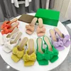 2022 Kvinnor Lido Designer Sandaler Square Mules Suede Bowknot Sandal Ladies Wedding High Heels Klänning Skor Storlek 35-42