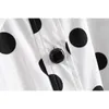 Neueste frauen süße polka dots drucken drei viertel laterne hülse drehen unten kragen weibliche stilvolle blusen blusas 201201