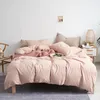 Woven Cotton Bedding Sheet Set Knitting Durable In Use Home Textile Comforter Cover Flat Fitted Sheet King Queen Twin Full Size T200706