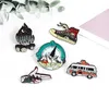 Alfinete de broches para mulheres Vintage Bus Fire Shoes Esmalte Moda Vestido Casaco Camisa Demin Metal Broche Alfinetes Emblemas Promoção Presente Atacado