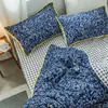 Bonenjoy Queen-Size-Bettwäsche-Set, Blau und Orange, kleine Blumen-Bettwäsche, Doppelgröße für Erwachsene, Einzelbettwäsche 201021