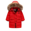 Olekid -30 graus 2020 Rússia inverno para baixo jaqueta para meninas com capuz de pele real longo casaco para meninos 2-12 anos adolescente crianças Outerwear LJ201126