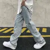 Haft haftu serca mężczyźni luźne szerokie nogi Hip-Hop Streetwear Studenci Studenci mopiące dżinsowe spodnie moda Koreańska Ulzzang Hombre 0309