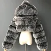 Katı Kapüşonlu Faux Kürk Mantolar Kadın Sonbahar Kış Sıcak Kalın Kürk Ceket Kadın Lüks Kabarık Peluş Giyim Ince Kısa Palto