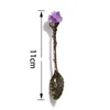 Naturlig Crystal Spoon Amethyst Hand Skuren Långt handtag Kaffe Blandning Sked DIY Hushåll Tea Set Tillbehör GCF14153