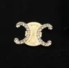 Moda marka podwójna litera stalowa uszczelka broszki geometryczne projektant inlay kryształ rhinestone sweter garnitur kołnierz pin luksusowy perłowy wisiorek broszka odzież biżuteria