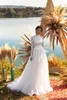2021 eine Linie Hochzeits-Kleid-Ansatz Spitze Langarm Boho Brautkleider Plus Size vestido de novia