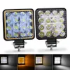 Voiture barre de LED lampe de travail 16LED 48W projecteur lumière de travail carré rond antibrouillard pour 4x4 barre tout-terrain SUV Auto camion ATV 9V-36V blanc