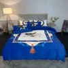 2022 juegos de cama azul cubierta de terciopelo tamaño queen ropa de cama de diseñador 4 piezas conjunto fundas de almohada estampado de caballos juegos de cama de lujo decoración del hogar