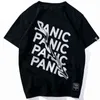 LACIBLE Männer Panic T-shirt Baumwolle Streetwear Tops Tees Sommer Kurzarm Biegen Kreative Buchstaben Hip Hop T-shirts Schwarz G1229