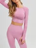 23st Steffless Women Yoga Outfits Set Workout Sportswear Gym Clothing Fitness Långärmad Crop Top High midja Leggings Sportwear5134655