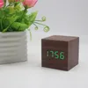 D2 Alarm Clock Digital LED Wooden Watch Table Voice Control Wood Despertador Sze Time Temperature Display Desktop Clocks Gift 220311