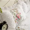 2pcs new White Satin Lace ruffle pillow case European style elegant embroidered pillowcase luxury bedding pillow cover no filler 201114