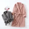 Męska Sleepwear Japoński Kimono Para Winter Plus Velvet Grube Piżamy Szaty Flanel Damska Koszula Nocna Home Service Robe 1551