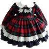 Baby Girl Spanish Dress for Toddler Girls Vintage Plaid Turkiet Klänningar Barn Födelsedag Baptism Party Outfit Vestidos 211231