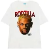 남성용 티셔츠 미국 Rodman 화이트 짧은 소매 티셔츠 남성과 여성의 하이 스트리트 힙합 대형 패션 브랜드 인사 탑