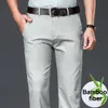 High Quality Men's Bamboo Fiber Thin Casual Pants Spring and Summer Business Straight Stretch Light Grey Trousers Male Brand 201128