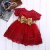 Vestiti della neonata Abiti da principessa Abiti a maniche corte in pizzo con fiocco Abito da ballo Tutu Vestito da festa Bambino Vestito operato per bambini 0- LJ200923