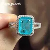 Pansysen 925 Sterling Silver Emerald Paraiba Tourmaline Rings for Women Engagement Cocktail Ring Fine Jewelry Gift Drop2202092142942