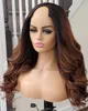 Glueless Body Wave Ombre Brown Auburn U Part Human Hair Wigs 10Aグレードブラジルレミーフルマシンウィッグ女性250デンシー