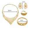 Dubai Gold African Bridal Biżuteria Zestawy Prezenty Ślubne Dla Kobiet Saudyjska Naszyjnik Naszyjnik Bransoletka Kolczyki Zestaw Biżuterii Ring