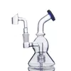 6 tum mini blå svart dubbel kalebass form mni däck rrcyler glas vatten bongs 14,4 mm banger gratis frakt