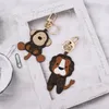 Fashion Woman Flower PU Leather Key Chains Bear Tiger Monkey Lion Car Key Chain Women Bag Pendant Keychains
