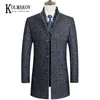 Manteau d'hiver KOLMAKOV en laine mélangée pour hommes avec coton et veste décontractée d'affaires en laine à col montant épais de taille moyenne à longue