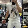 Camisetas de lujo brillante para hombre, ropa de calle a la moda para hombre, pantalón corto informal, camiseta de manga estampada de algodón mercerizado alto Q2928 2022