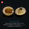 GIGAJEWE Golden Color Oval VVS1 Moissanite Demon Oko Cut Handmade Luźne Test Diamentowy Przekazany Kamień Gemstone Do Tworzenia Biżuterii