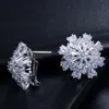 Diseñador de aretes de copo de nieve de moda para mujer AAA Cubic Zirconia Chapado en oro rosa Encanto de cobre Pendientes de lujo Joyería Sudamericana para mujeres Regalo